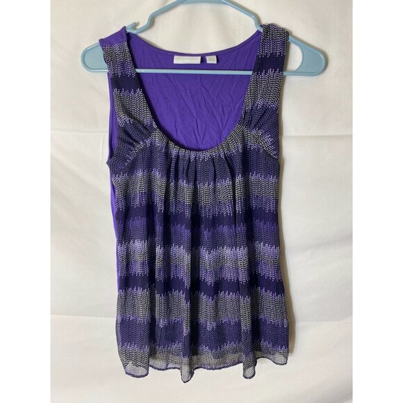 NEW YORK COMPANY WOMENS SIZE SMALL PURPLE BLACK SLEEVELESS TOP SHIRT BLOUSE - Picture 1 of 3